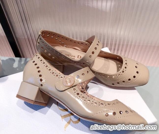 Grade Quality Dior D-Doll Cut-out Shiny Calfskin Mary Jane Pumps 071308 Beige 2021