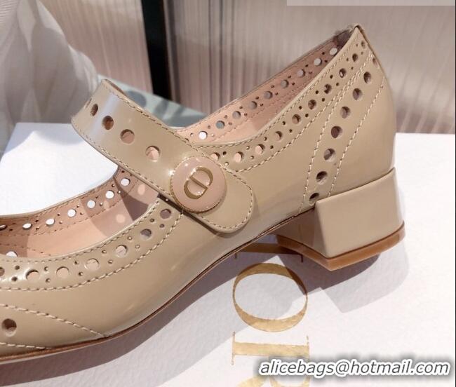 Grade Quality Dior D-Doll Cut-out Shiny Calfskin Mary Jane Pumps 071308 Beige 2021