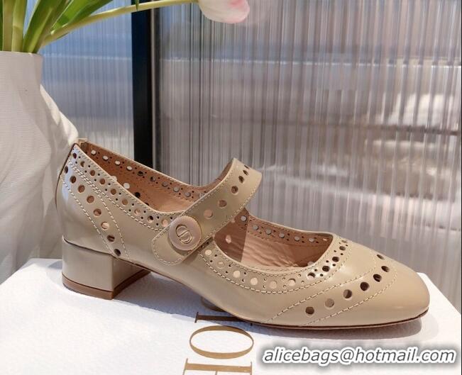 Grade Quality Dior D-Doll Cut-out Shiny Calfskin Mary Jane Pumps 071308 Beige 2021