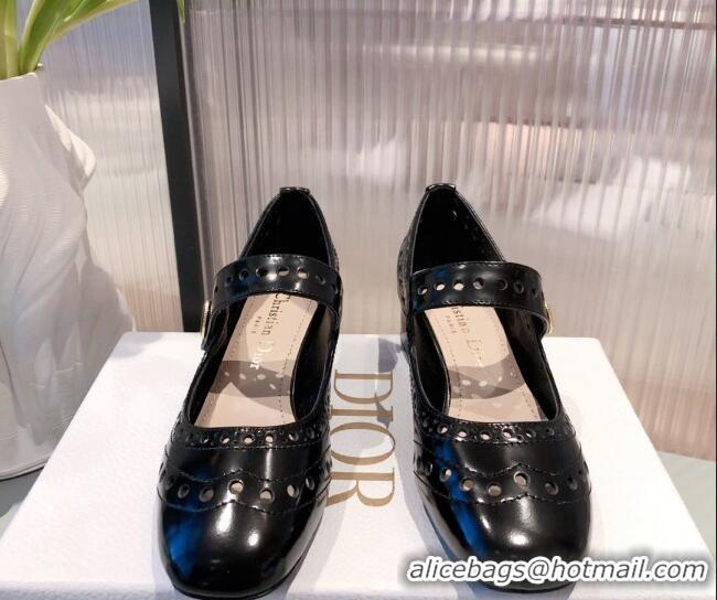 Best Price Dior D-Doll Cut-out Shiny Calfskin Mary Jane Pumps 071308 Black 2021