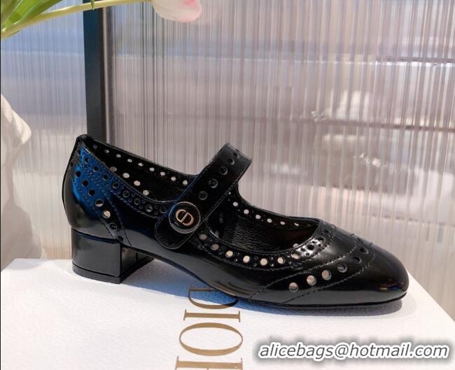 Best Price Dior D-Doll Cut-out Shiny Calfskin Mary Jane Pumps 071308 Black 2021