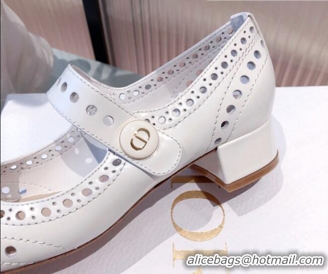 Purchase Dior D-Doll Cut-out Shiny Calfkskin Mary Jane Pumps 071312 White 2021