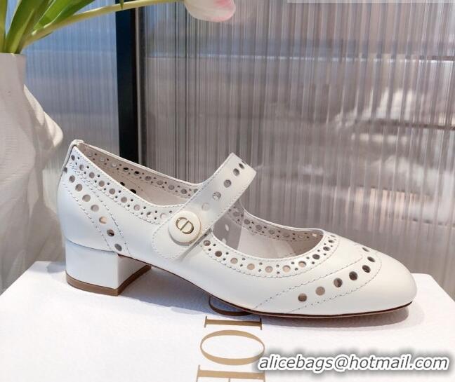 Purchase Dior D-Doll Cut-out Shiny Calfkskin Mary Jane Pumps 071312 White 2021