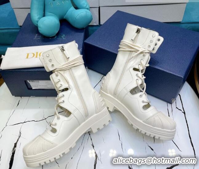 Low Cost Dior Cut-out Calfskin Boots 071351 White 2021