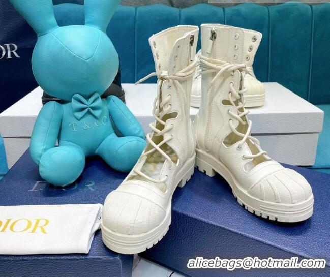 Low Cost Dior Cut-out Calfskin Boots 071351 White 2021