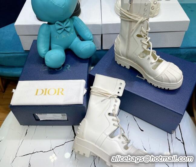 Low Cost Dior Cut-out Calfskin Boots 071351 White 2021