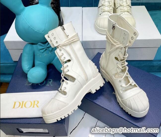 Low Cost Dior Cut-out Calfskin Boots 071351 White 2021