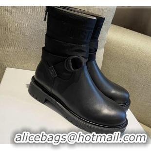 Custom Dior D-Major Ankle Boots in Technical Fabric and Calfskin All Black 081032