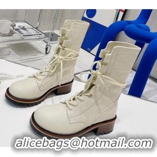 Good Quality Dior D-Major Calfskin Ankle Boots 081037 White 2021