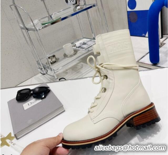 Good Quality Dior D-Major Calfskin Ankle Boots 081037 White 2021