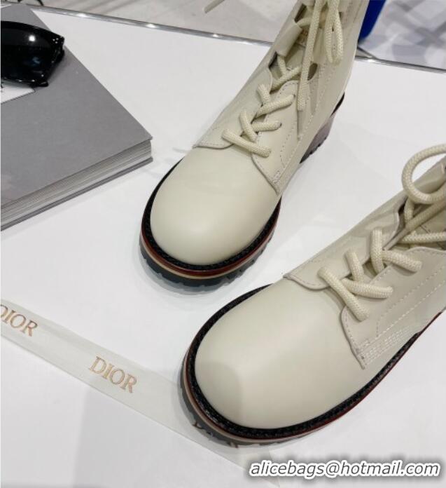 Good Quality Dior D-Major Calfskin Ankle Boots 081037 White 2021