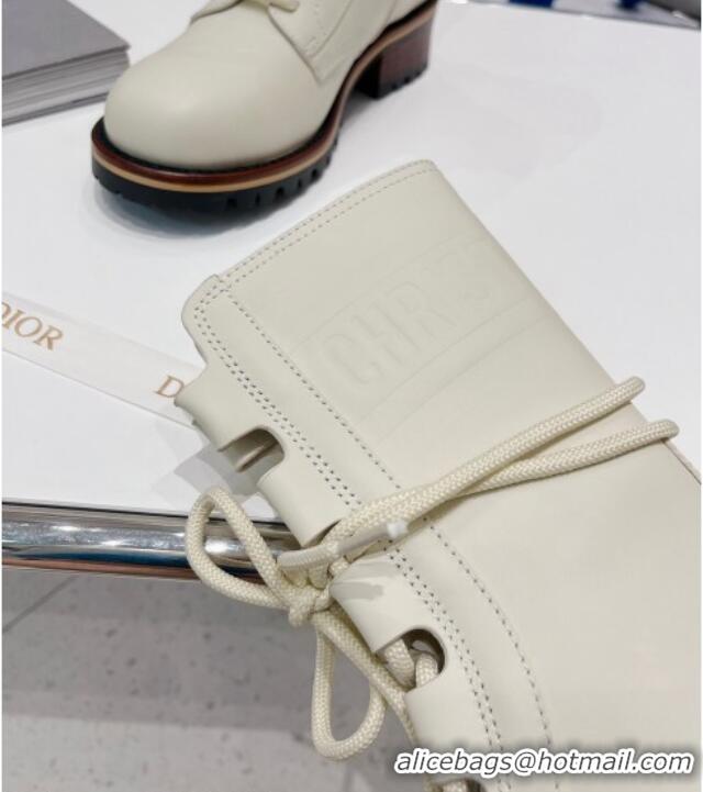 Good Quality Dior D-Major Calfskin Ankle Boots 081037 White 2021