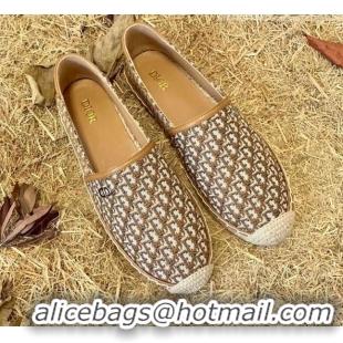 Good Product Dior Flat Espadrilles in Oblique Embroidered Canvas 081313 Brown 2021