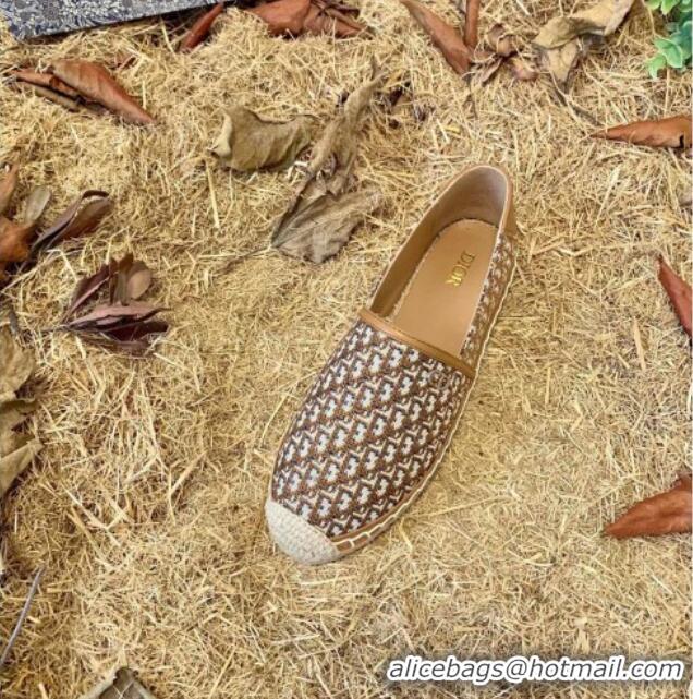 Good Product Dior Flat Espadrilles in Oblique Embroidered Canvas 081313 Brown 2021