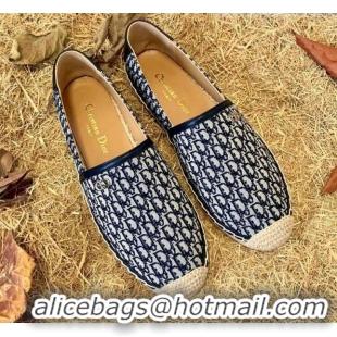 Best Price Dior Flat Espadrilles in Oblique Embroidered Canvas 081313 Blue 2021