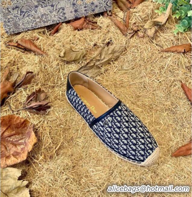 Best Price Dior Flat Espadrilles in Oblique Embroidered Canvas 081313 Blue 2021