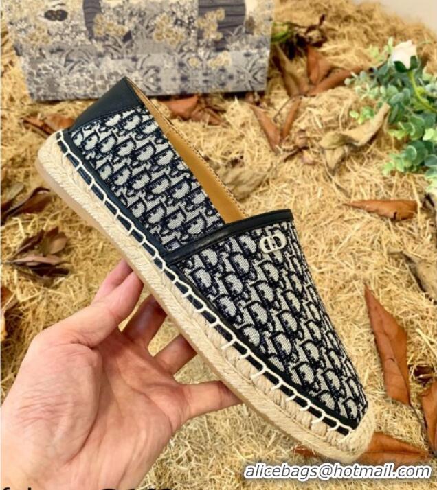 Best Price Dior Flat Espadrilles in Oblique Embroidered Canvas 081313 Blue 2021