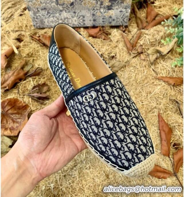 Best Price Dior Flat Espadrilles in Oblique Embroidered Canvas 081313 Blue 2021