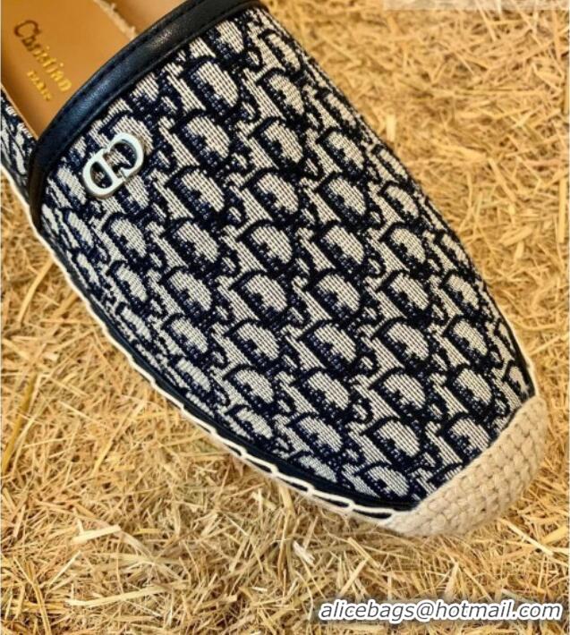 Best Price Dior Flat Espadrilles in Oblique Embroidered Canvas 081313 Blue 2021