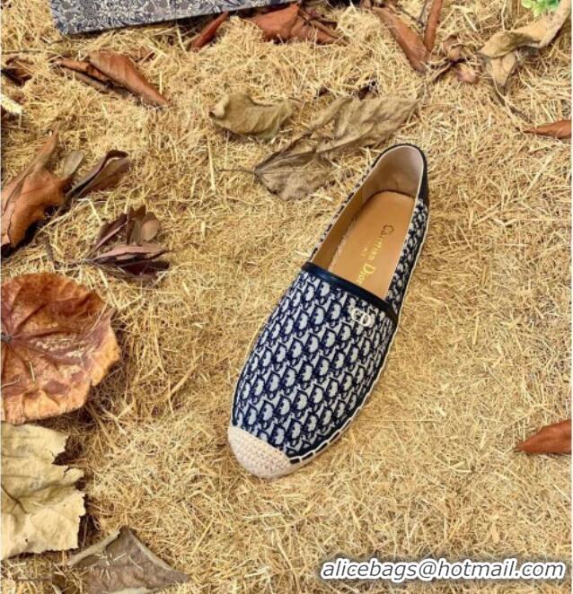 Best Price Dior Flat Espadrilles in Oblique Embroidered Canvas 081313 Blue 2021