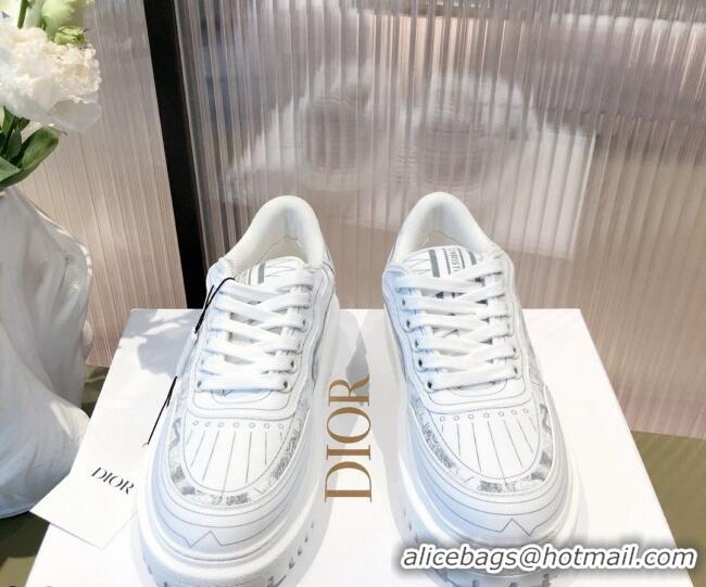 Charming Dior Addict Sneakers in Grey Toile de Jouy Technical Fabric 081452