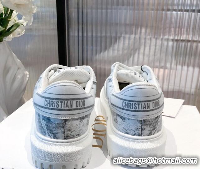 Charming Dior Addict Sneakers in Grey Toile de Jouy Technical Fabric 081452