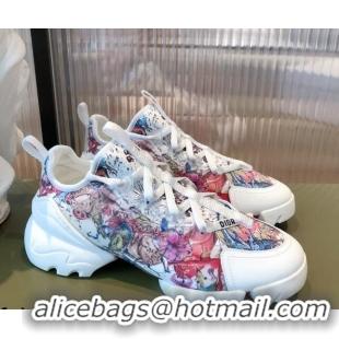 Good Looking Dior D-Connect Dioramour Sneakers in Zodiac Printed Technical Fabric Multicolor/Pink 081619