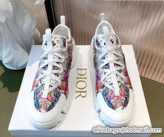 Good Looking Dior D-Connect Dioramour Sneakers in Zodiac Printed Technical Fabric Multicolor/Pink 081619