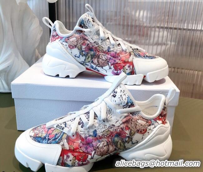 Good Looking Dior D-Connect Dioramour Sneakers in Zodiac Printed Technical Fabric Multicolor/Pink 081619