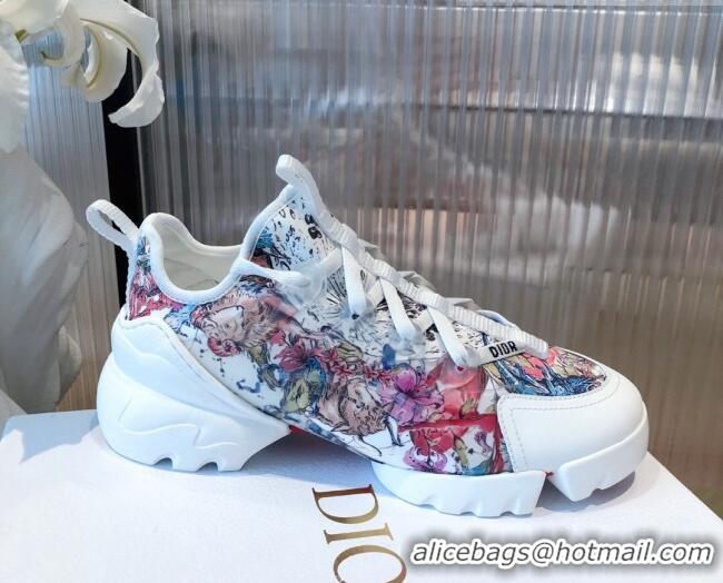 Good Looking Dior D-Connect Dioramour Sneakers in Zodiac Printed Technical Fabric Multicolor/Pink 081619