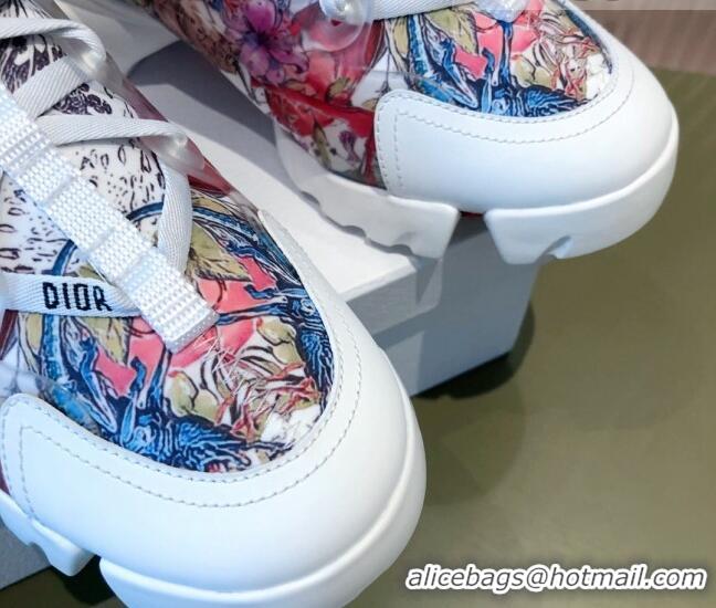 Good Looking Dior D-Connect Dioramour Sneakers in Zodiac Printed Technical Fabric Multicolor/Pink 081619