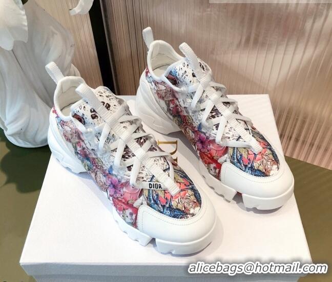 Good Looking Dior D-Connect Dioramour Sneakers in Zodiac Printed Technical Fabric Multicolor/Pink 081619