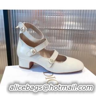 Good Quality Dior D-Doll Mary Janes Pumps in White Shiny Calfskin 081654