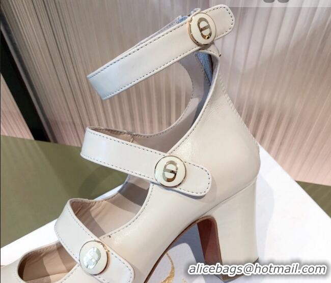 Good Quality Dior D-Doll Mary Janes Pumps in White Shiny Calfskin 081654