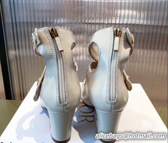 Good Quality Dior D-Doll Mary Janes Pumps in White Shiny Calfskin 081654