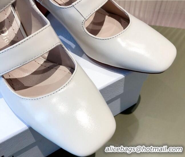 Good Quality Dior D-Doll Mary Janes Pumps in White Shiny Calfskin 081654