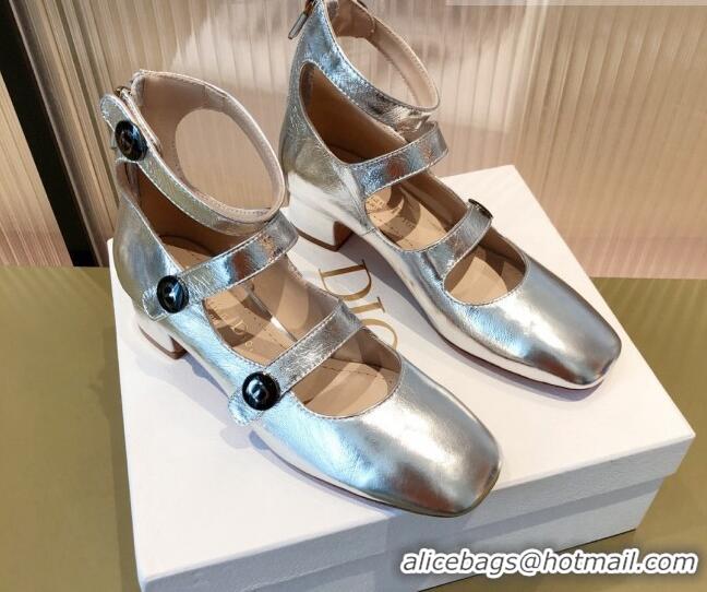 Top Design Dior D-Doll Mary Janes Pumps in Silver Shiny Calfskin 081655