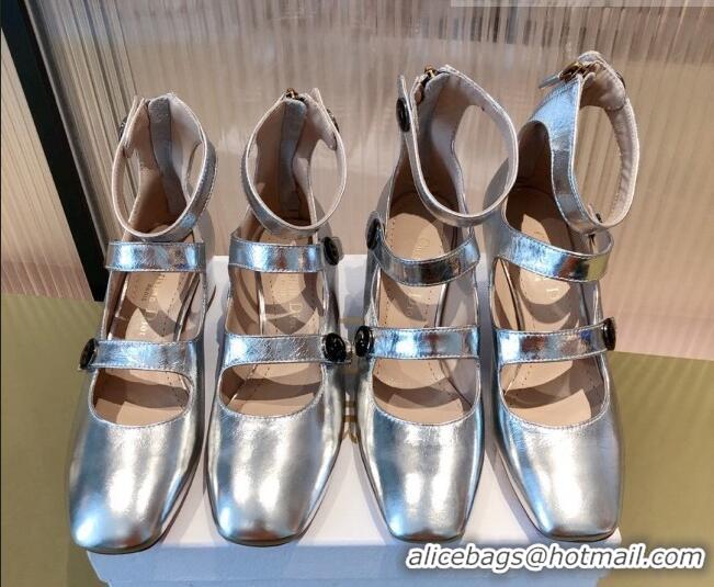 Top Design Dior D-Doll Mary Janes Pumps in Silver Shiny Calfskin 081655