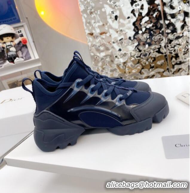 Luxurious Dior D-Connect Sneaker in Zodiac Printed Technical Fabric DS1 Navy Blue