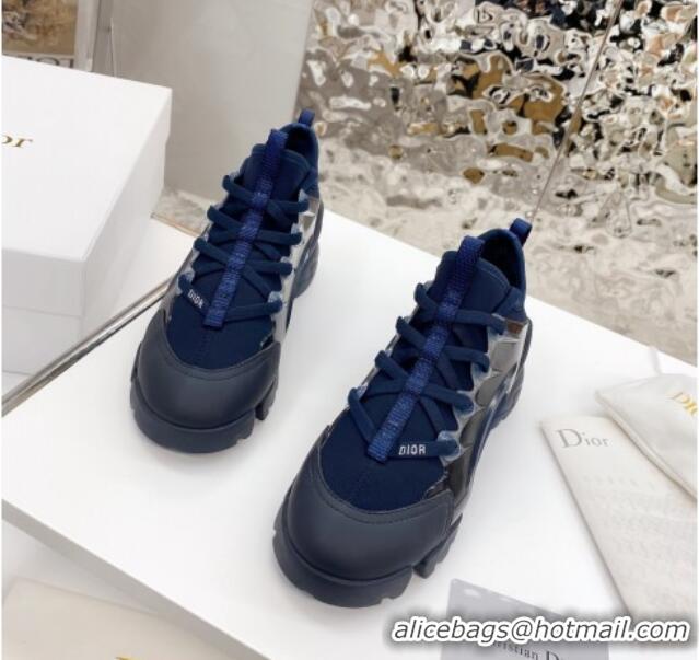 Luxurious Dior D-Connect Sneaker in Zodiac Printed Technical Fabric DS1 Navy Blue