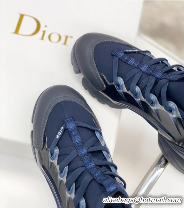 Luxurious Dior D-Connect Sneaker in Zodiac Printed Technical Fabric DS1 Navy Blue