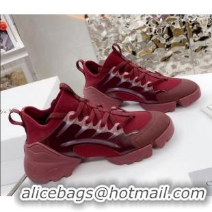 Unique Style Dior D-Connect Sneaker in Zodiac Printed Technical Fabric DS2 Burgundy