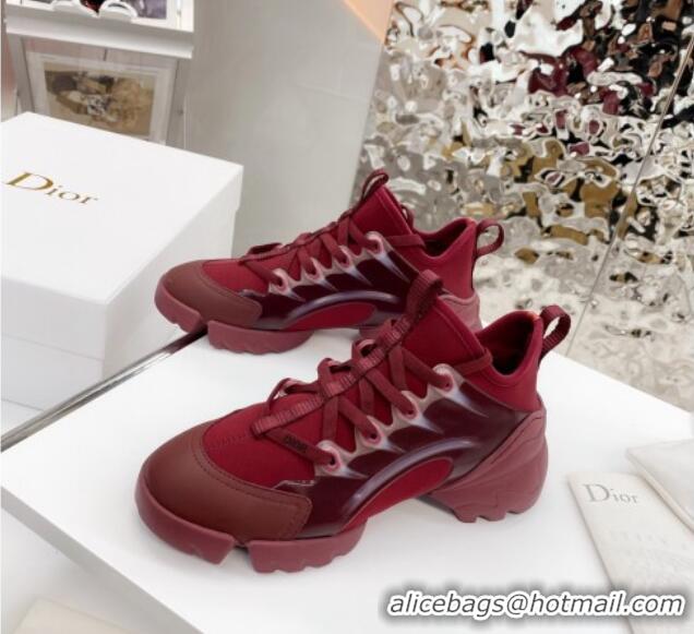 Unique Style Dior D-Connect Sneaker in Zodiac Printed Technical Fabric DS2 Burgundy