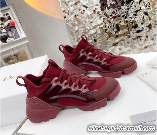 Unique Style Dior D-Connect Sneaker in Zodiac Printed Technical Fabric DS2 Burgundy