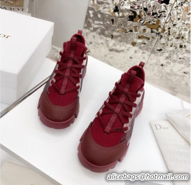 Unique Style Dior D-Connect Sneaker in Zodiac Printed Technical Fabric DS2 Burgundy