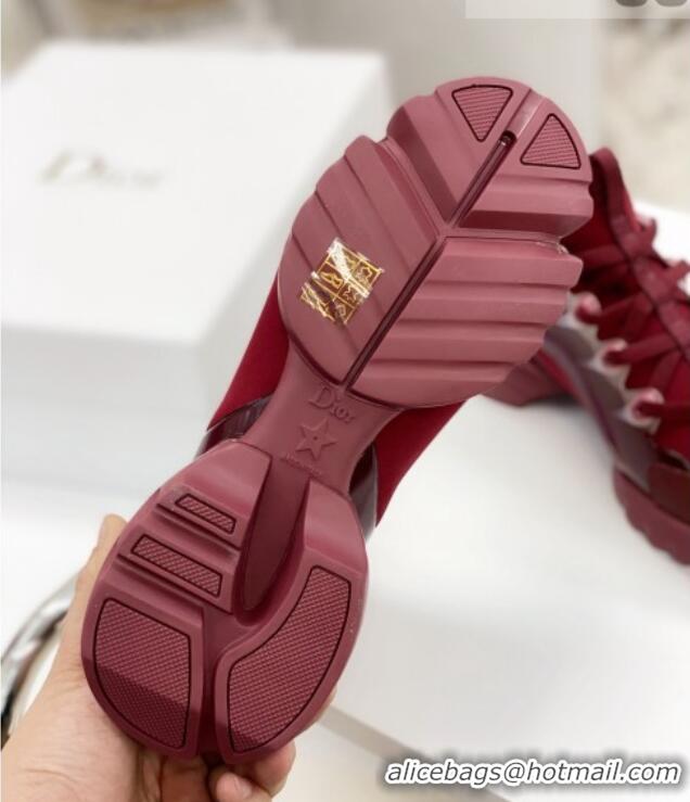 Unique Style Dior D-Connect Sneaker in Zodiac Printed Technical Fabric DS2 Burgundy