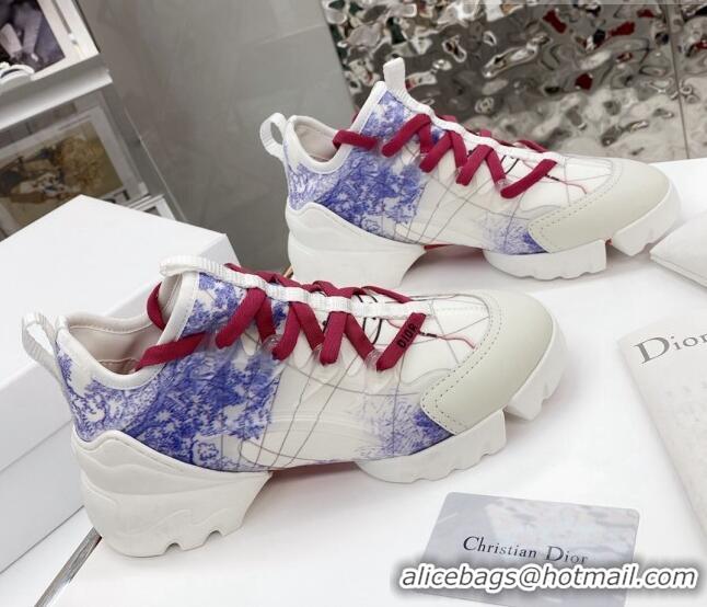 Top Quality Dior D-Connect Sneaker in Zodiac Printed Technical Fabric DS9 White/Blue