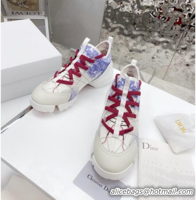 Top Quality Dior D-Connect Sneaker in Zodiac Printed Technical Fabric DS9 White/Blue