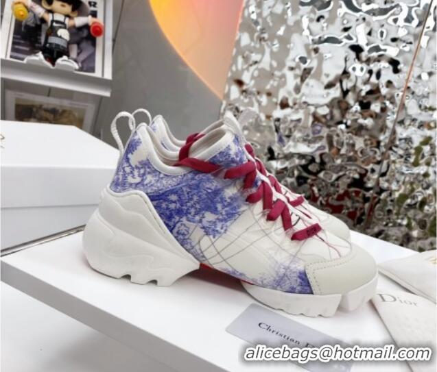 Top Quality Dior D-Connect Sneaker in Zodiac Printed Technical Fabric DS9 White/Blue