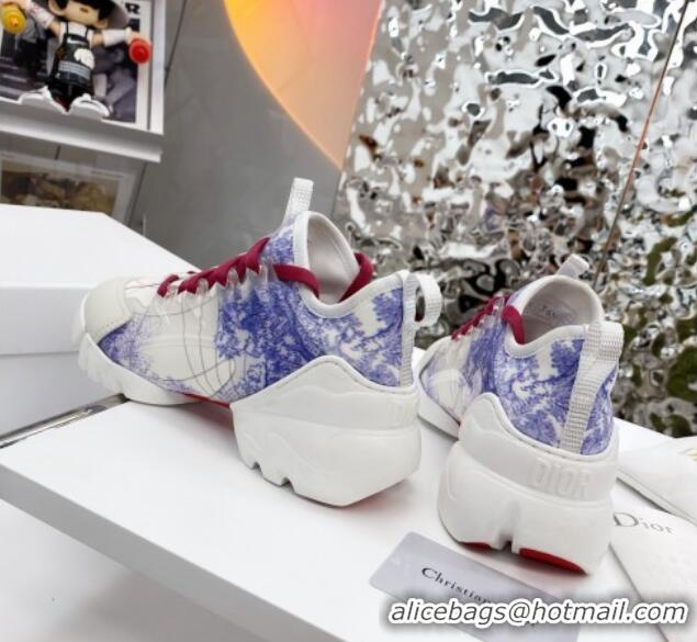 Top Quality Dior D-Connect Sneaker in Zodiac Printed Technical Fabric DS9 White/Blue